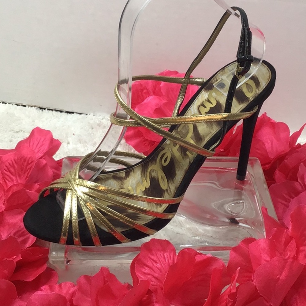 Sam Edelman Harlette gold leather strappy heels